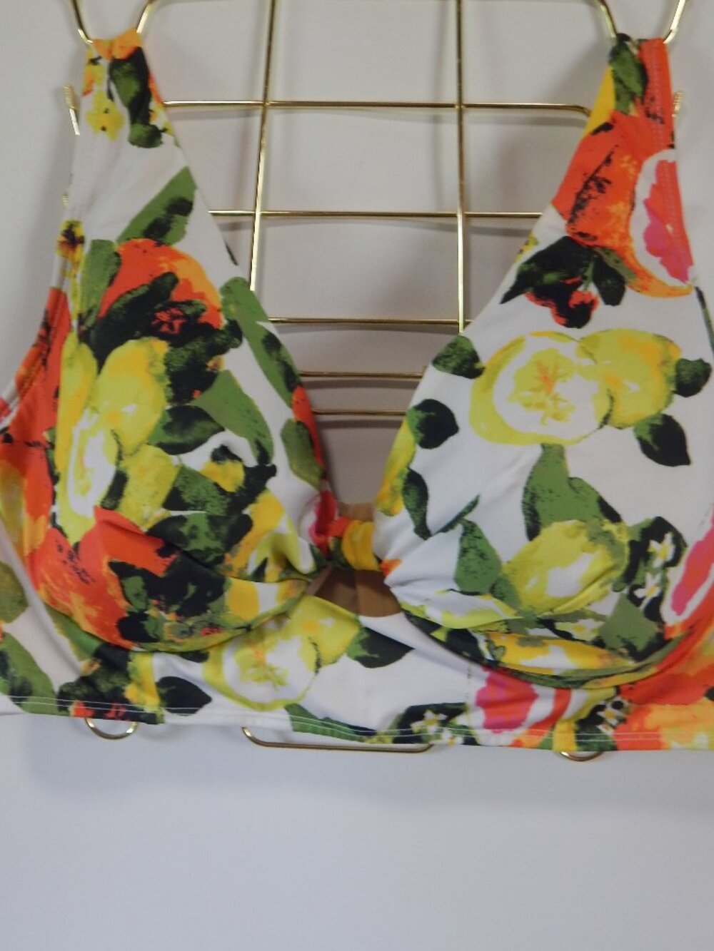 Swim by Cacique Lightly Lined Plunge Bikini Top Lemons 42DD